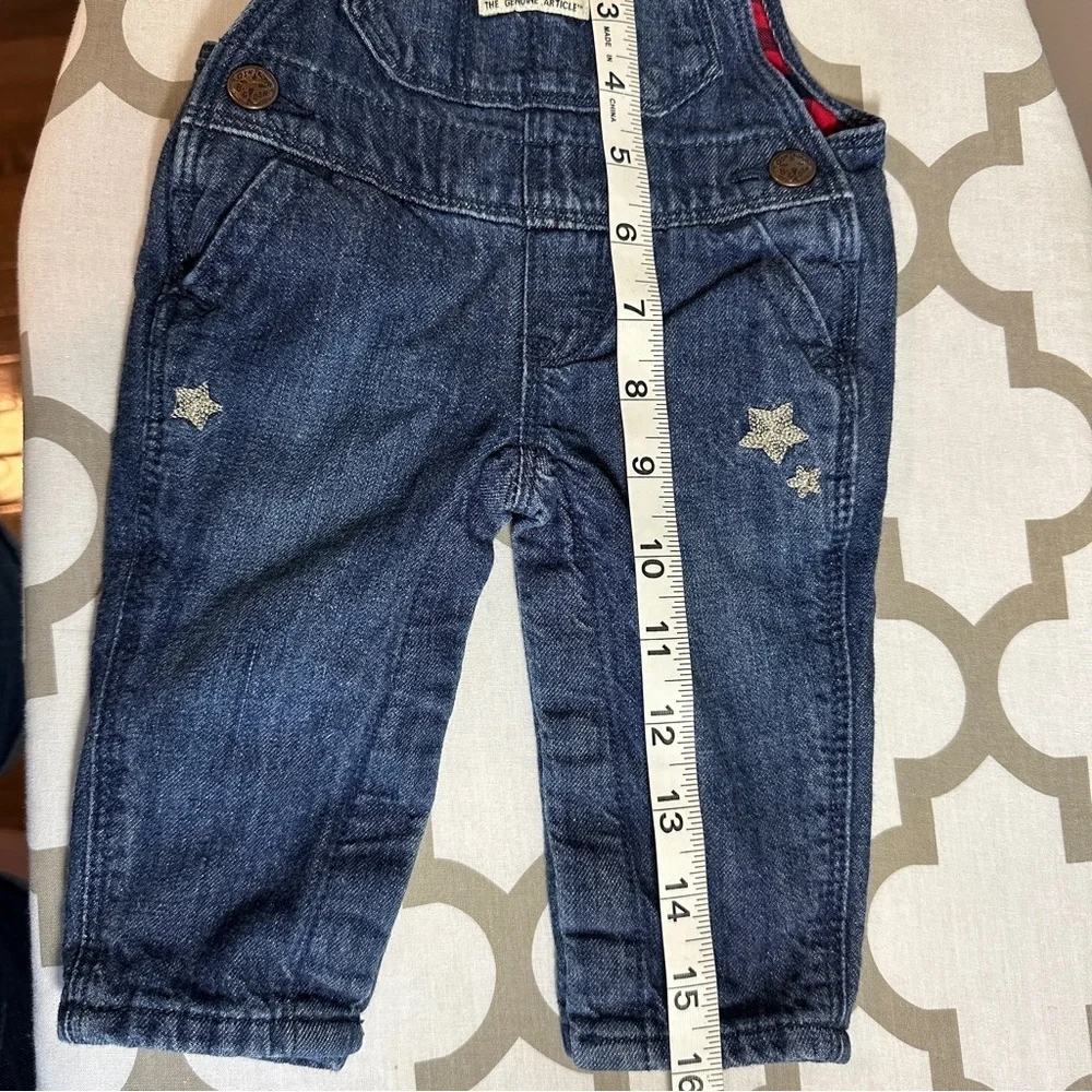 OshKosh Vestbak Buffalo Check Lined Denim Oversalls Embroidered Start Sz 3M